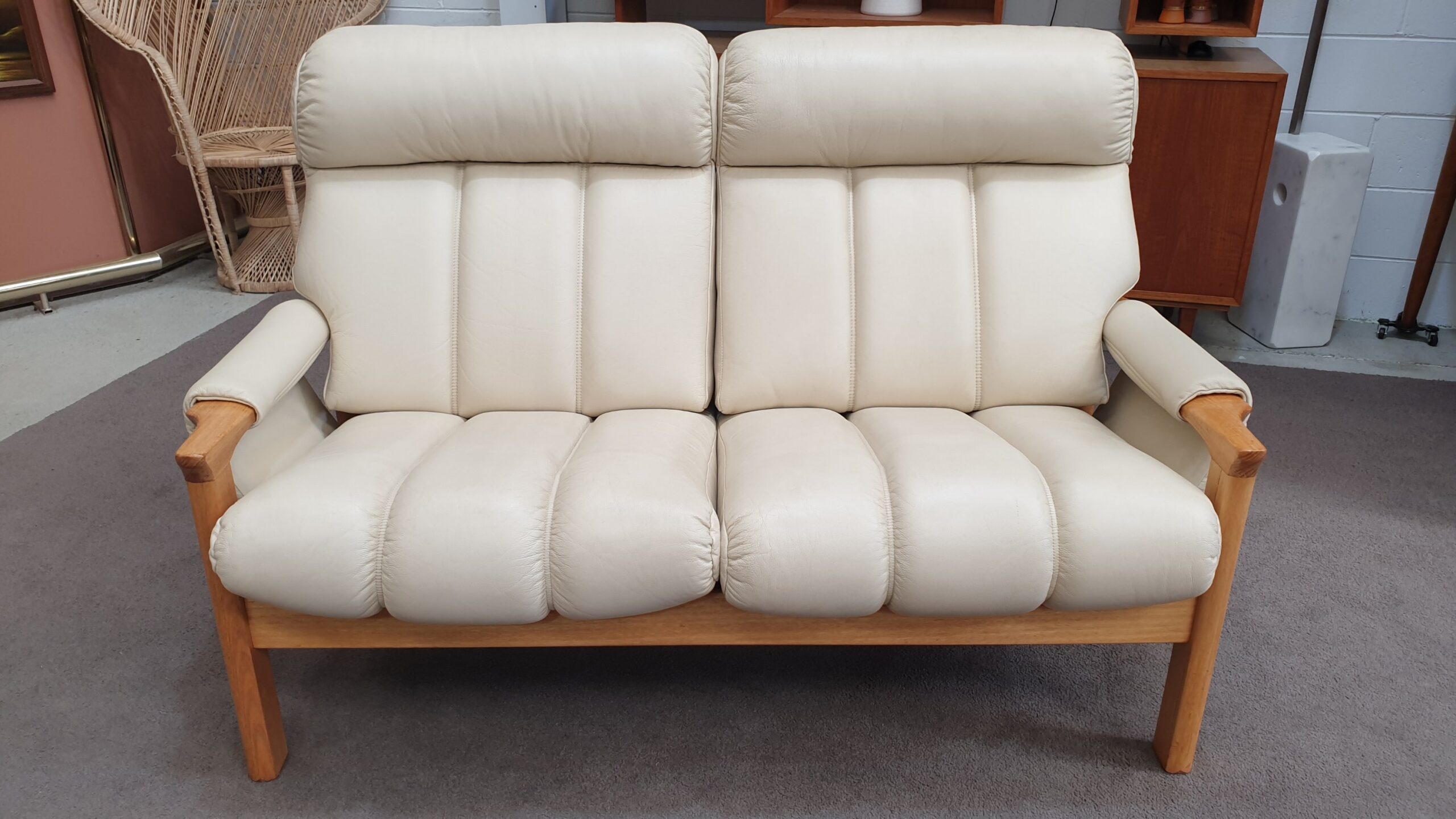 Retro TESSA Wellington Leather Sofa Lounge Couch Hilton and Main