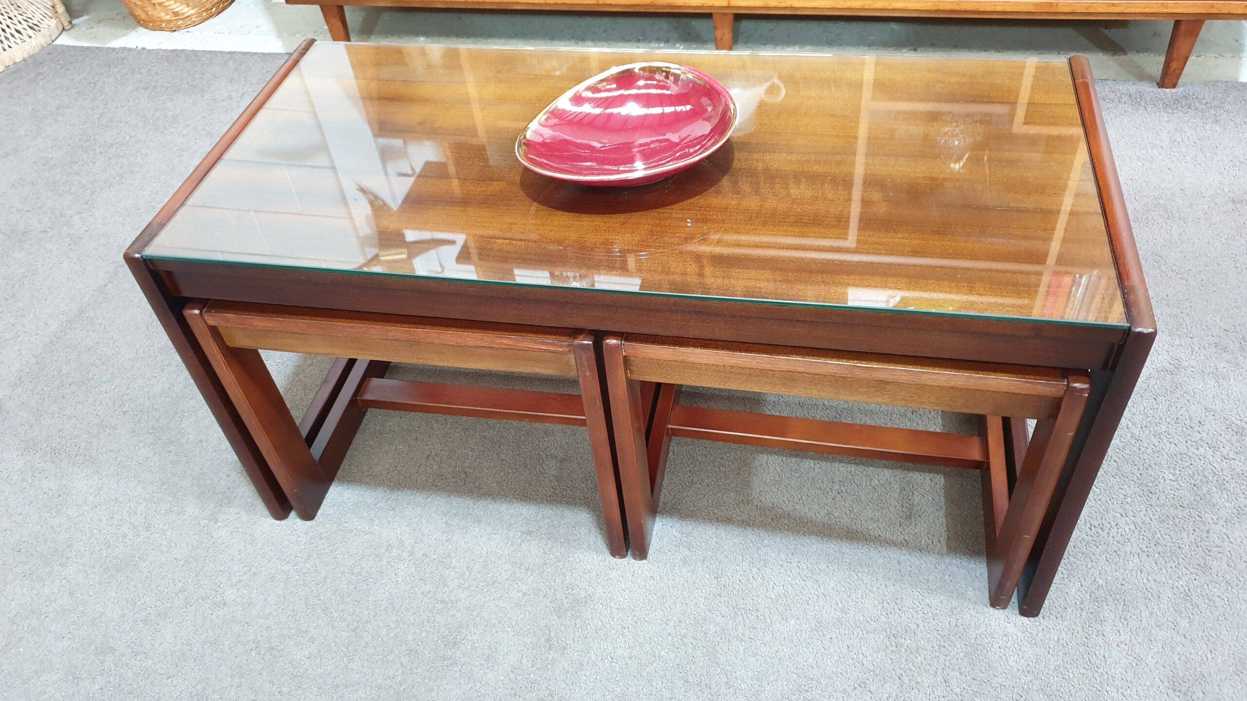 Retro Nest of Tables Glass Top Hilton and Main